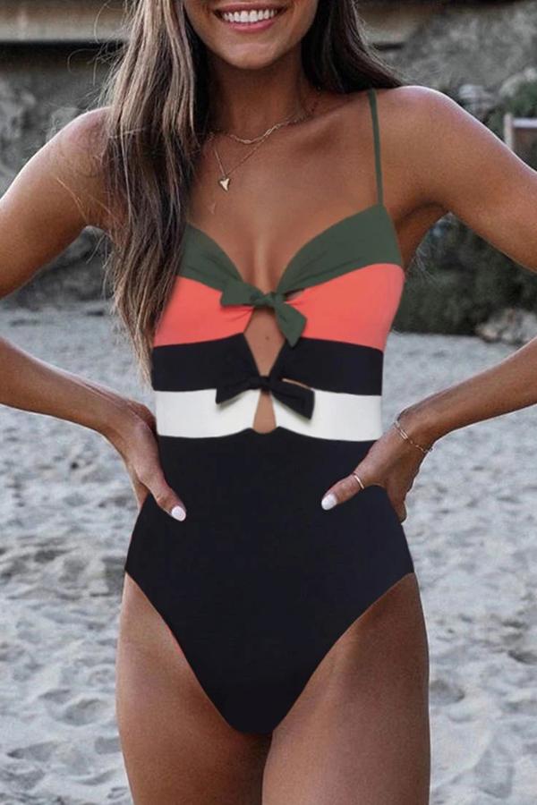 Upopby Sexy Retro Halter Bow One-Piece Swimsuit