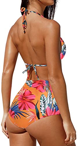 Upopby Sexy High Waist Triangle Sling Two Piece Bikini Set