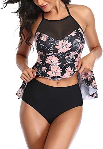 Ladies Mesh Abdominal Two-Piece Swimsuit details