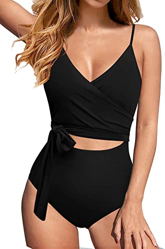 Upopby Sexy Cutout One-Piece Swimsuit black