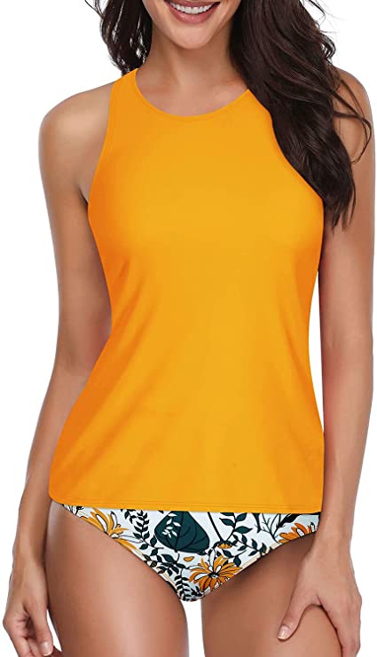 Upopby High-Neck Long tankini yellow