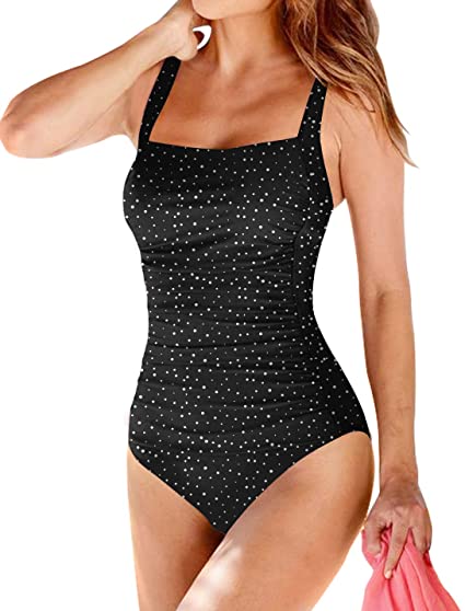 Upopby Belly Swimsuit - Polka Dot Black