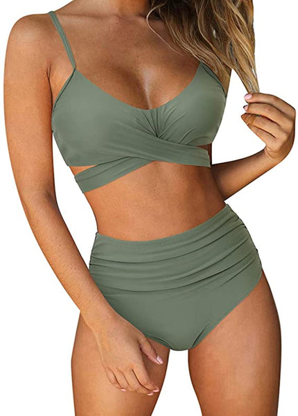 Ladies High Waist String 2 Piece Swimsuit