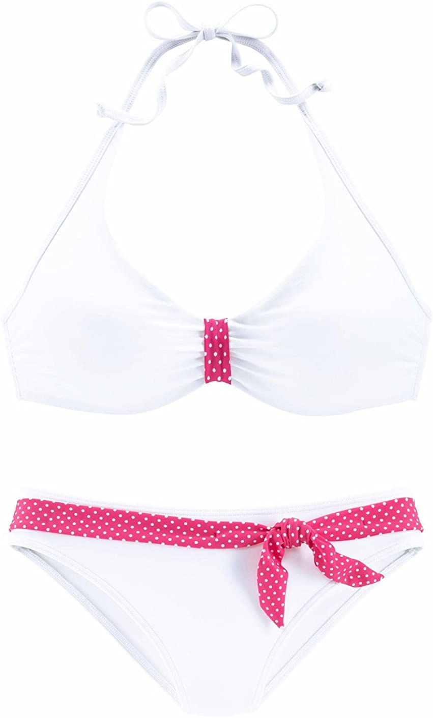 Upopby V-neck Open Back Sexy Bikini Set white display