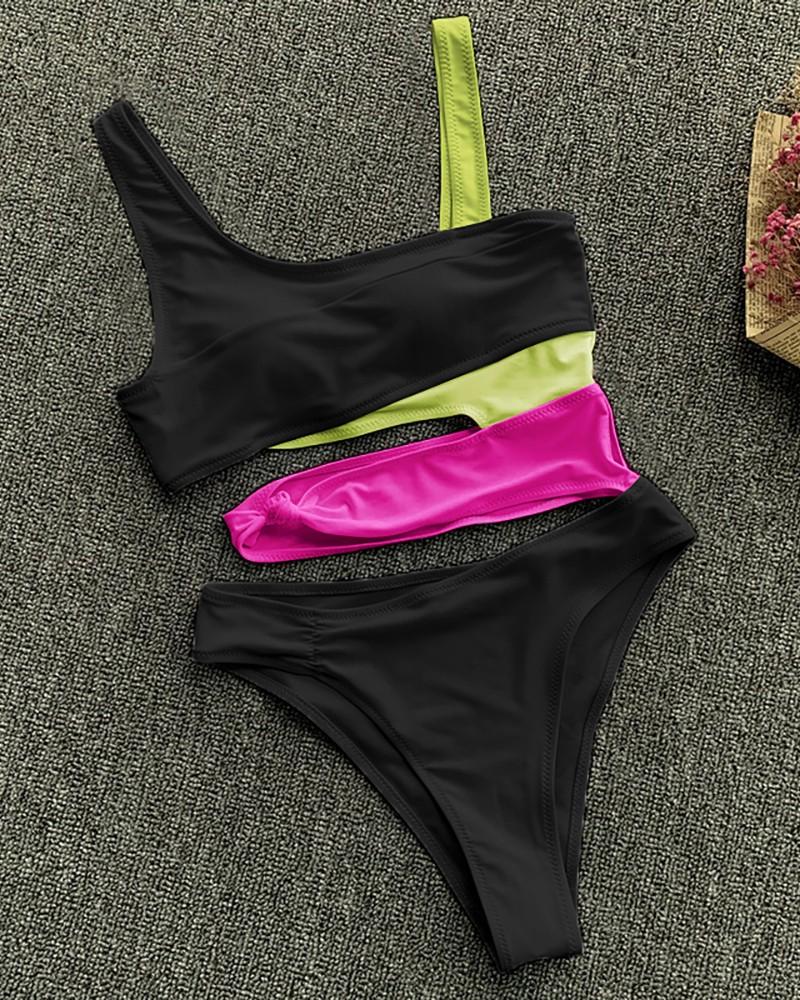 Upopby Sexy U-Neck Hollow Solid One Piece Swimsuit