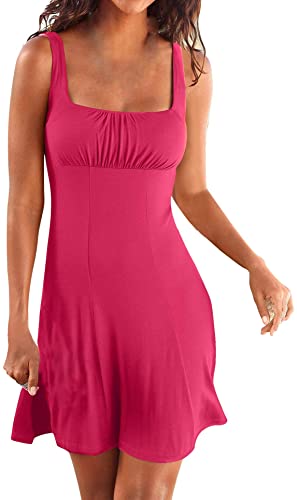 Upopby Women's Sleeveless Printed Cover Up Beach Dress red show