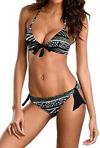 Upopby Triangle Sling Bikini Set Push Up Two-piece Swimsuit 