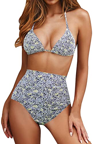 Upopby Sexy High Waist Triangle Sling Two Piece Bikini Set