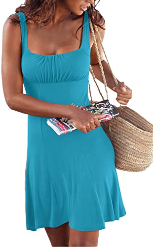 Upopby Women's Sleeveless Printed Cover Up Beach Dress blue