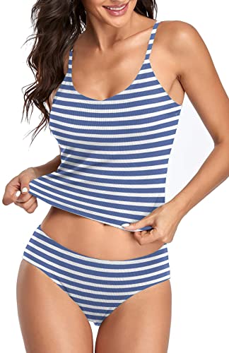 Upopby U-neck Long Belly Hide Swimsuit Tankini ribbed