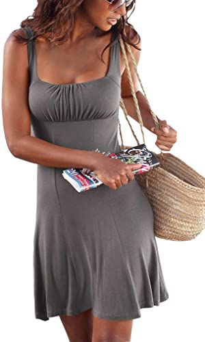 gray Upopby Women's Sleeveless Printed Cover Up Beach Dress