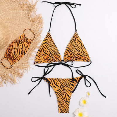 Triangle Bikini Snakeskin Print Sexy Swimsuit overview