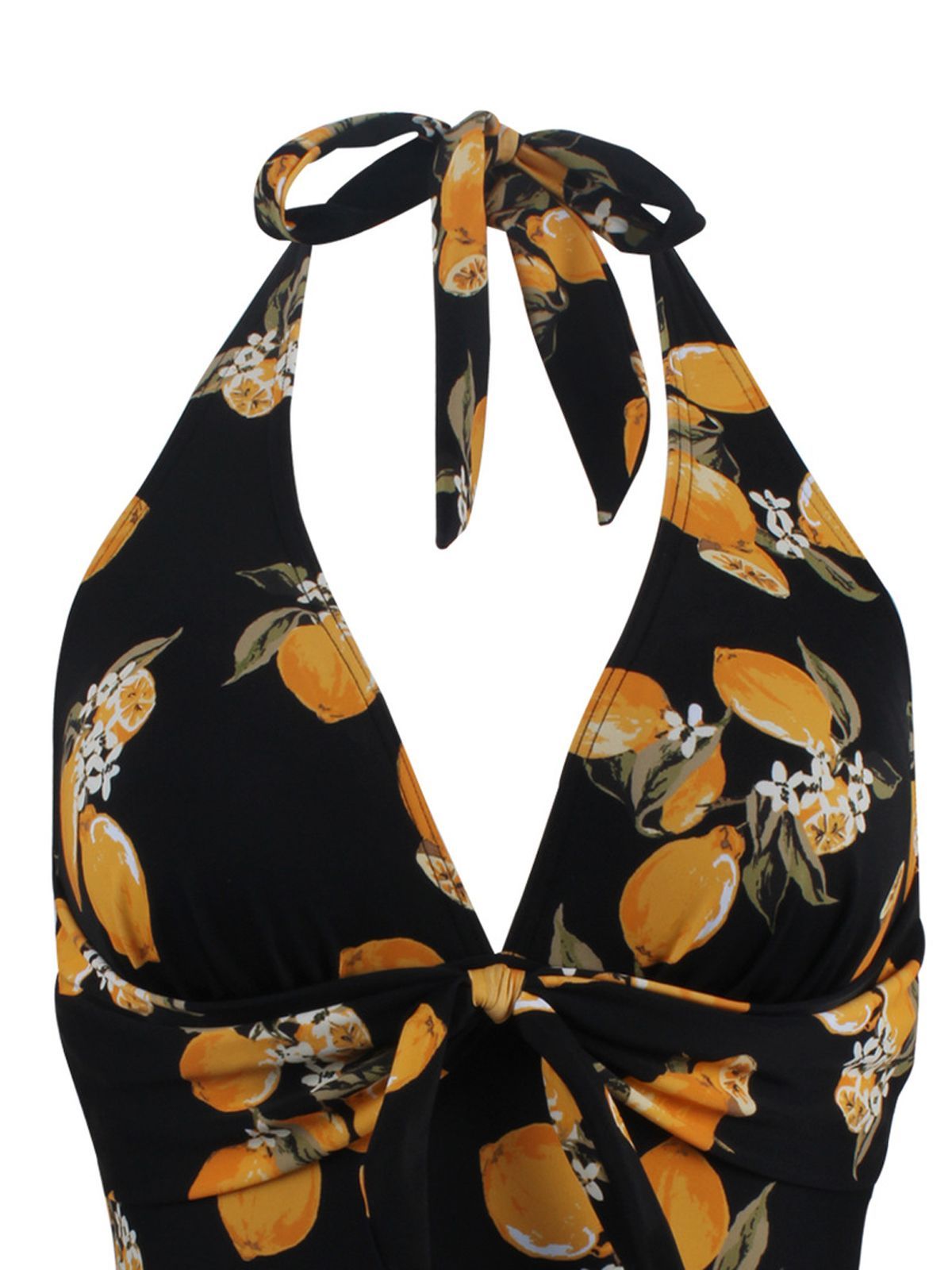 Upopby Halter Lemon One-Piece Swimsuit details