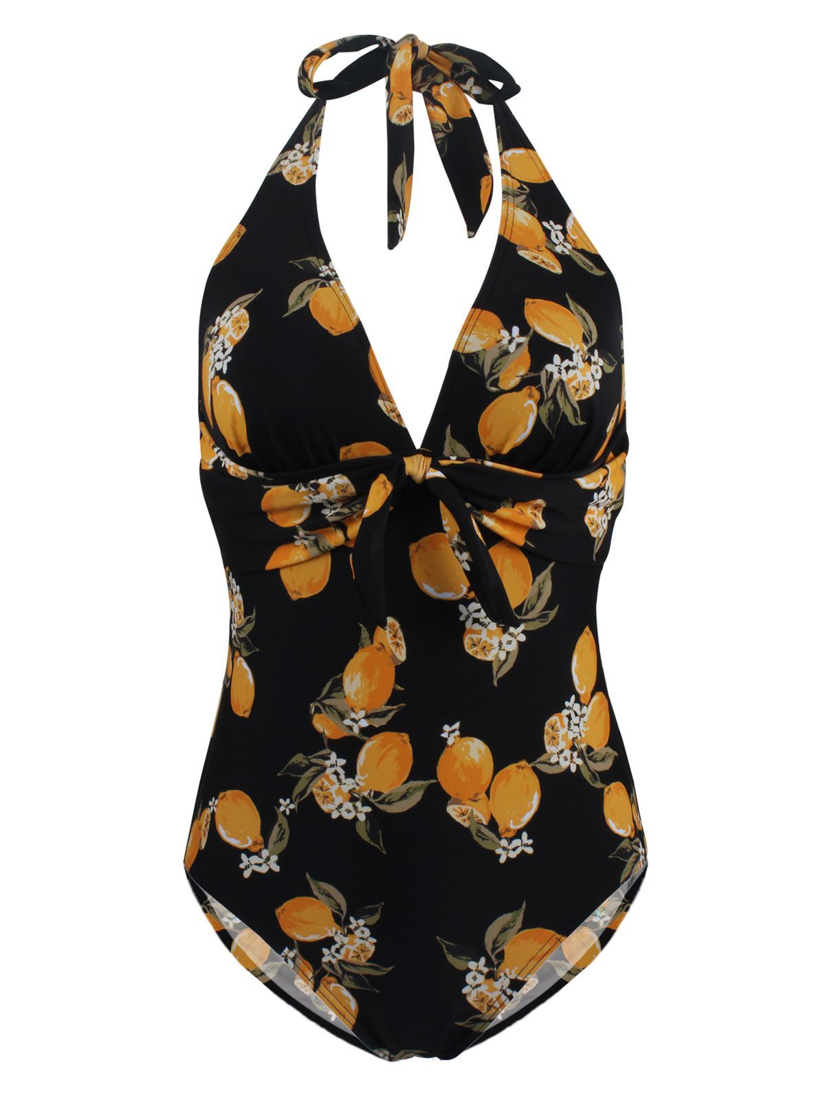 Upopby Halter Lemon One-Piece Swimsuit