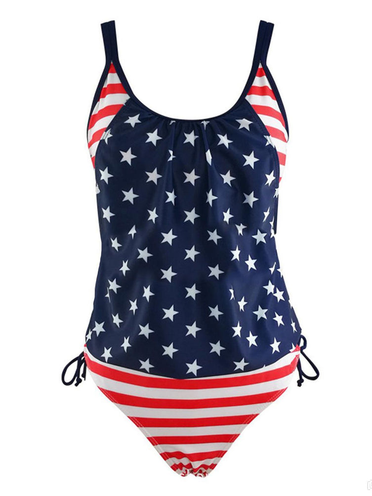 Upopby U-neck One-Piece Swimsuit American Flag Monokini