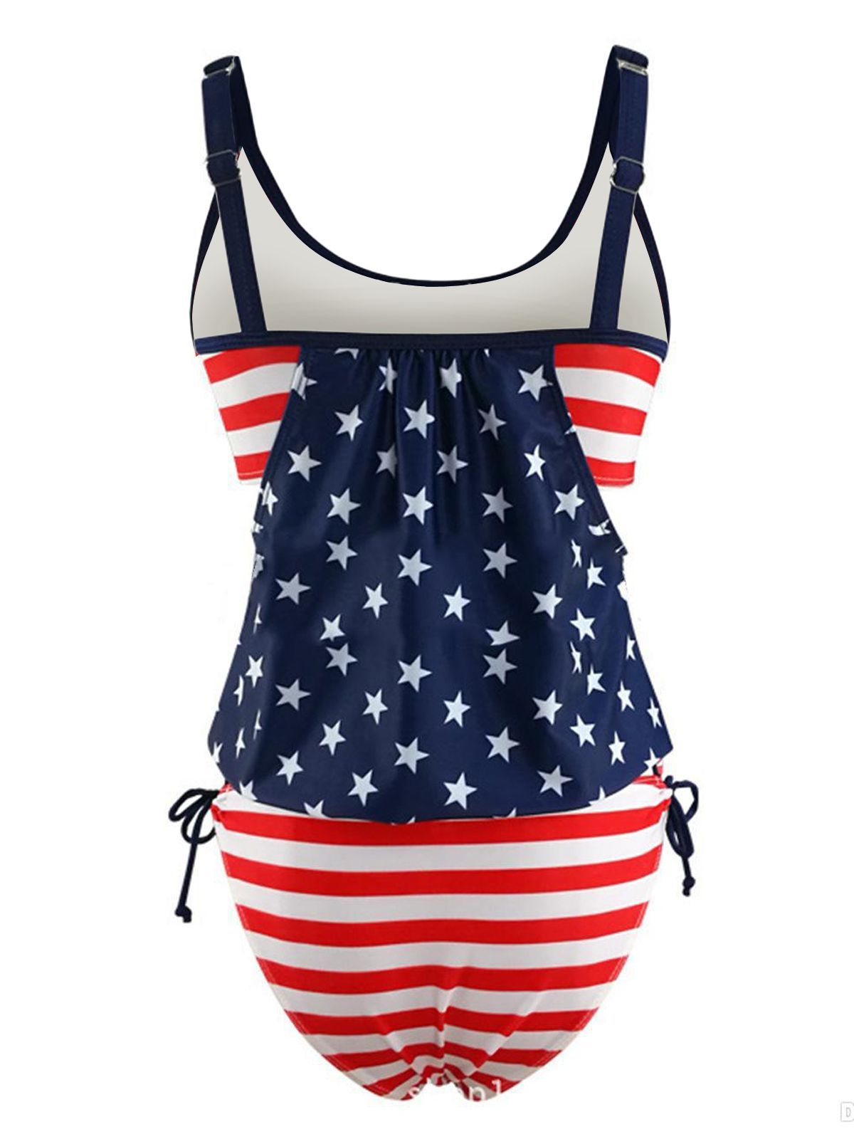 Upopby U-neck One-Piece Swimsuit American Flag Monokini back details