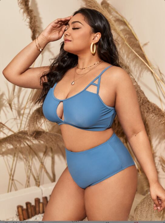 Blue color two-Piece swimsuit