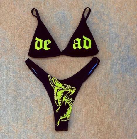 Upopby King Cobra Snake Print Letter Bikini