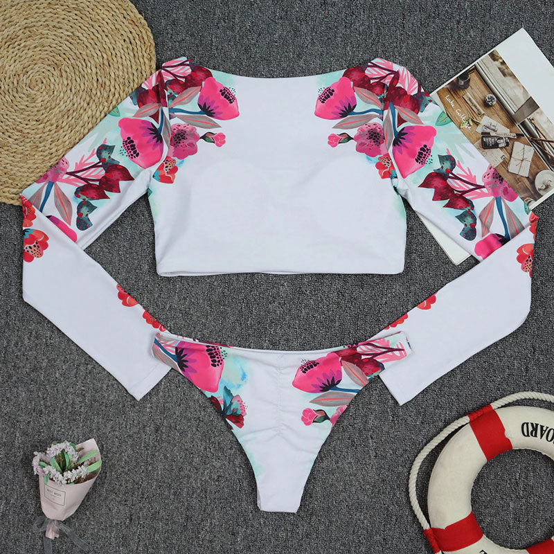 long sleeve swimsuit two piece bikini set