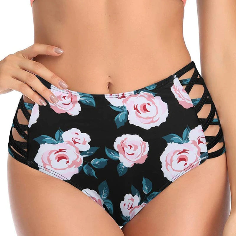 Upopby Sexy Print Hollow High Waist Bikini Bottom details