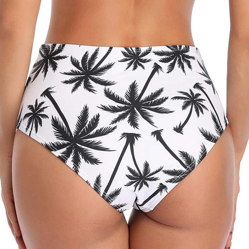 Upopby Sexy Print Hollow High Waist Bikini Bottom Back Details